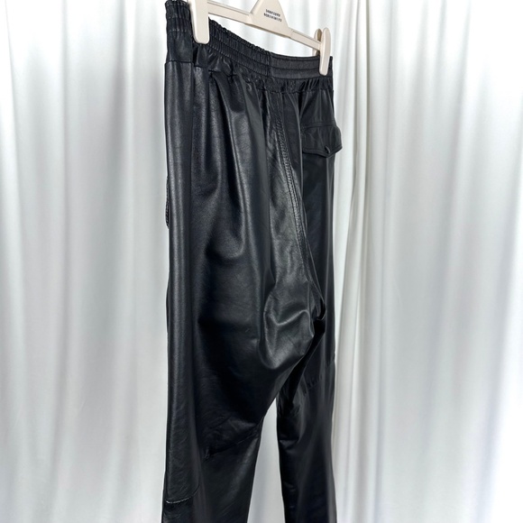 Vintage 1990’s 'Sears The Men's Store' Black Leather Cowhide Biker Pants • M/L - Picture 13 of 15